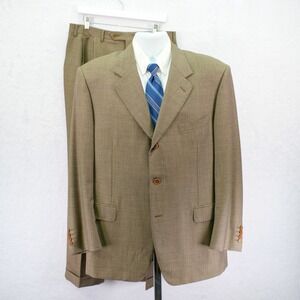 Canali Super 120s Thick Textured Wool Brown Birdseye 2 Piece Suit -42L  34 / 30.